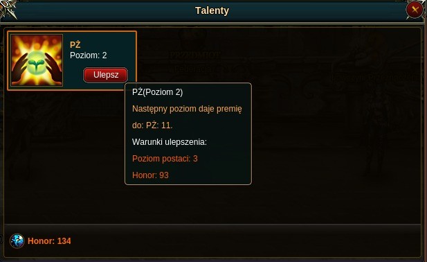 Rozwijanie talentów za punkty honoru