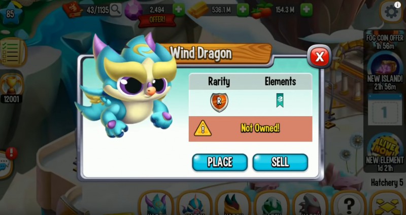 Żywioł Wiatru (Wind Element) i Smok Wiatru w Dragon City
