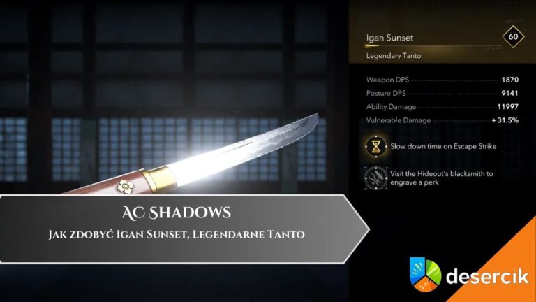 AC Shadows – Jak zdobyć Igan Sunset, Legendarne Tanto