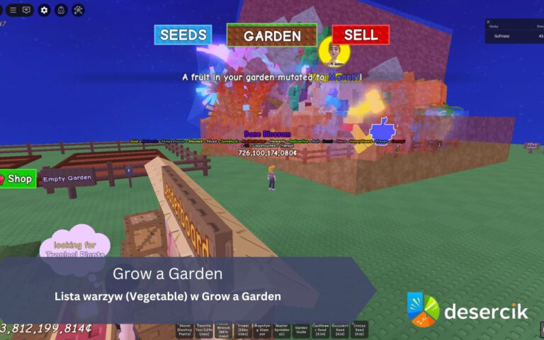 Lista warzyw (Vegetable) w Grow a Garden