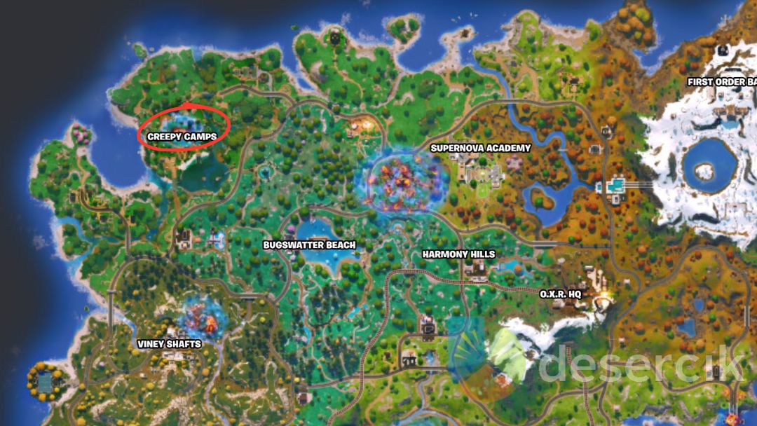 Lokalizacja: Creepy Camp (północno-zachodni róg mapy)