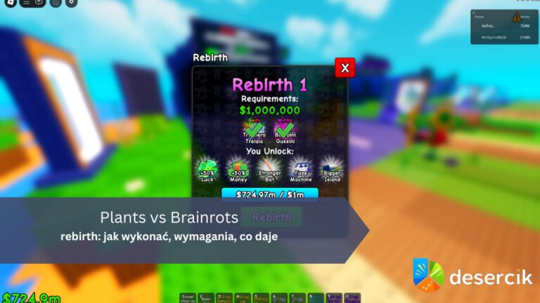 Plants vs Brainrots – rebirth: jak wykonać, wymagania, co daje