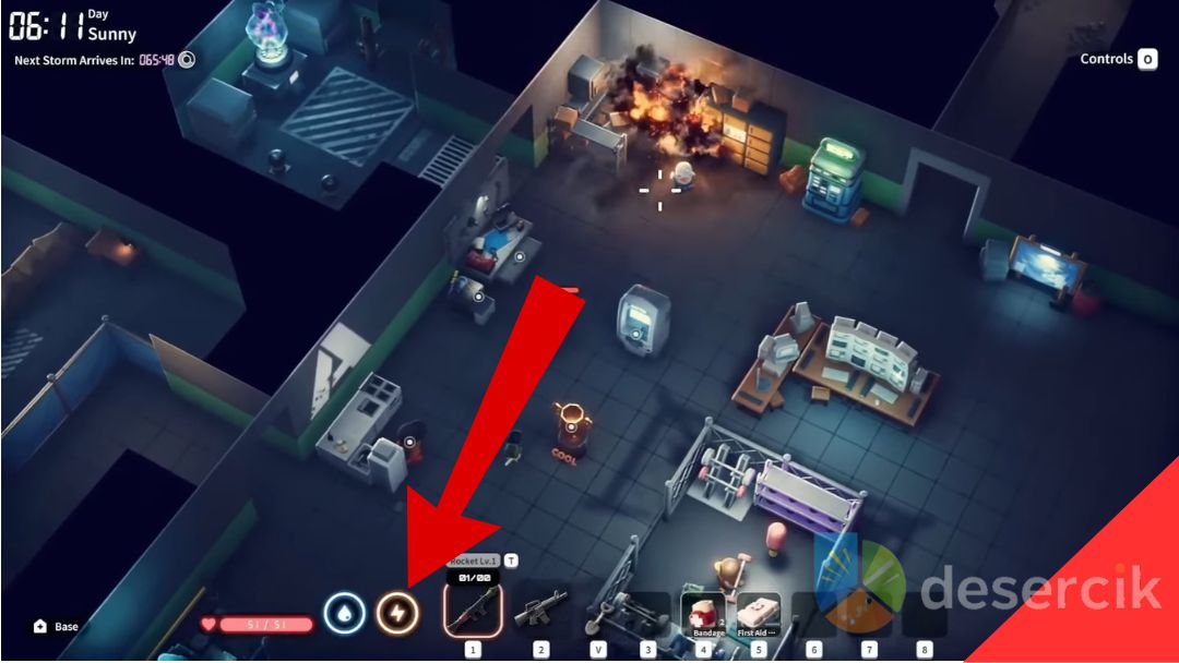 Wskaźnik głodu to ikona błyskawicy na dolnej części ekranu gry