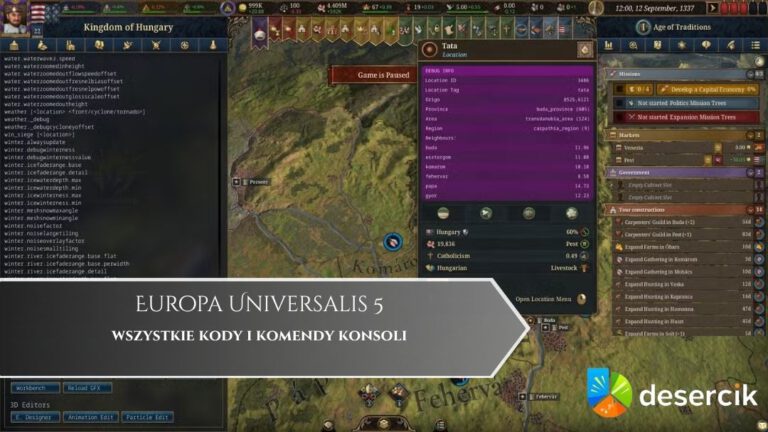 Europa Universalis 5 – wszystkie kody i komendy konsoli