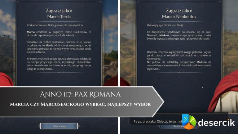 Anno 117: Pax Romana – Marcia czy Marcusem: kogo wybrać, najlepszy wybór