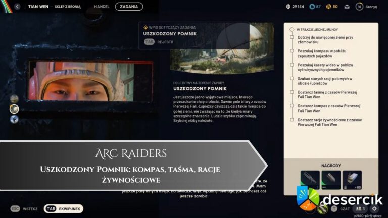 ARC Raiders – Uszkodzony Pomnik: kompas, taśma, racje żywnościowe