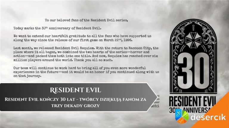 Resident Evil kończy 30 lat &ndash; tw&oacute;rcy dziękują fanom za trzy dekady grozy