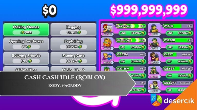 Cash Cash Idle (Roblox) &ndash; kody, darmowe nagrody